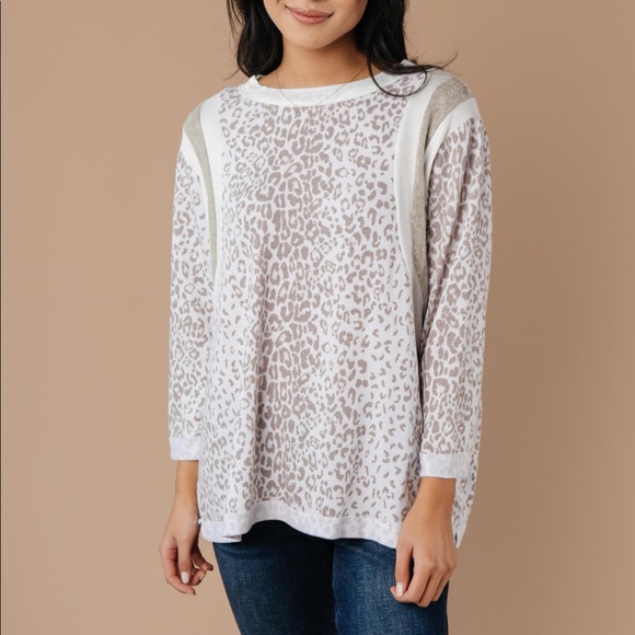 Racing Stripes Animal Print Top in Taupe - Picture 6 of 15